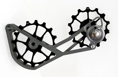 Vista 3 de OSPW - Jaula de sistema de polea de gran tamaño, compatible con SRAM eTap 11S, rodamientos sellados (negro)