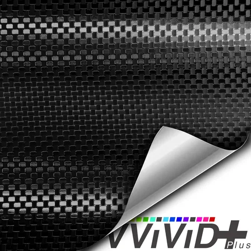 Vista 2 de VViViD+ Rollo de envoltura de vinilo de fibra de carbono negro cuadrado 1 pie x 5 pies