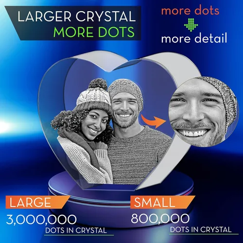 Vista 3 de Corazón de fotos de cristal 3D personalizado, recuerdo de imagen grabado personalizado para parejas, aniversario, día de San Valentín, regalos
