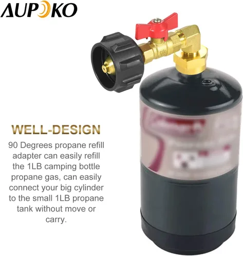 Vista 4 de Aupoko - Adaptador de recambio de propano, recarga botellas de 1 libra de tanque de 20 libras Fit QCC1 Propane Tank and 1 lb Throwaway Disposable