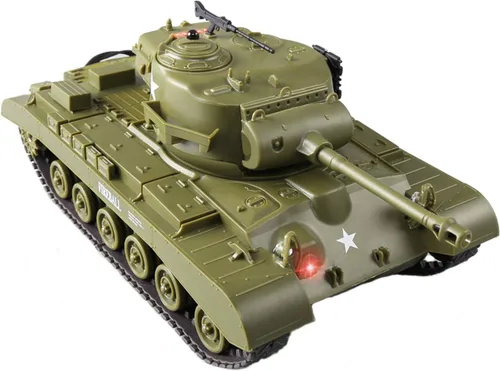 Vista 5 de POCO DIVO Pershing M26 Tanque Pesado US RC Infrarrojos Batalla Panzer 2.4Ghz Modelo a Escala 1/30 Vehículo Militar con Luces de Sonido
