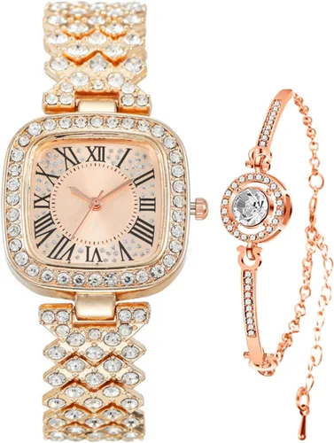 Vista 10 de ADSBIAOYE Reloj cuadrado de diamante vintage de lujo de moda reloj digital de cuarzo para mujer