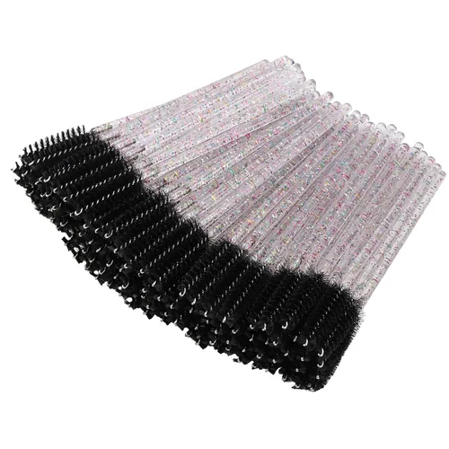 Vista 13 de BTYMS 100 piezas desechables de pestañas carretes aplicador de rímel aplicador de pestañas varita pestañas cepillo cejas carrete para extensión Negro