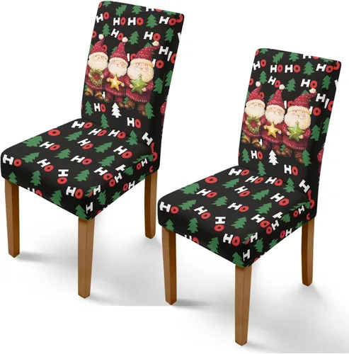 Vista 42 de Rnyleeg Juego de 1 fundas navideñas para sillas de comedor, color azul oscuro, fundas protectoras extraíbles y lavables para sillas de cocina