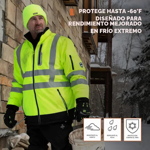 Vista 4 de RefrigiWear Chaqueta HiVis Extreme Softshell, abrigo aislante, clasificación de comodidad de -60°F