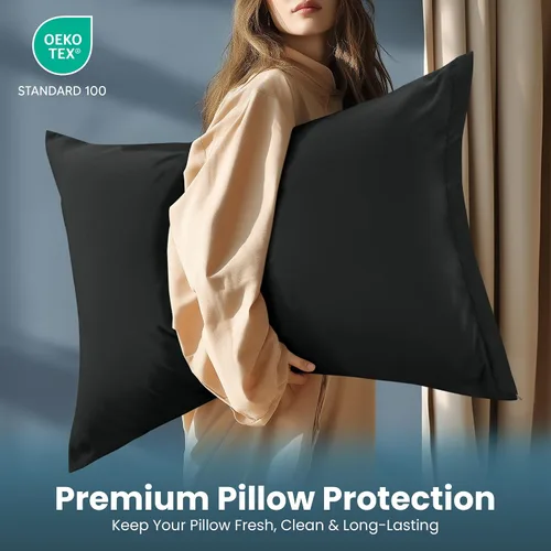 Vista 7 de Utopia Bedding - Fundas protectoras de almohada tamaño Queen, paquete de 2, cierre con cremallera, tela de microfibra cepillada suave, resistentes