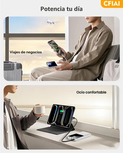 Vista 5 de Banco de Energía Cargador Portátil - Paquete de Batería de 15,000mAh Cargador de Teléfono Portátil con Cable Integrado 22.5W Carga Rápida Powerbank