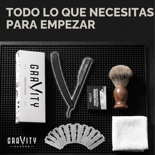 Vista 7 de Kit de afeitado manual GRAVITY RAZORS Profesional – Exposición Ultra, Incluye 10 Hojas Premium, 2mm Expuestas, Negro Mate
