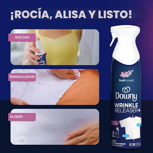 Vista 3 de Downy Aerosol para Sacar las Arrugas Todo en uno: aerosol removedor de arrugas, eliminador de olores, removedor de estática Refrescador de tela