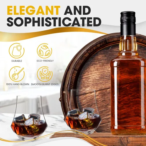 Vista 2 de Lowball - Vasos de whisky con forma de tulipán para vino y cóctel, 16.5 onzas cada uno (juego de 2)