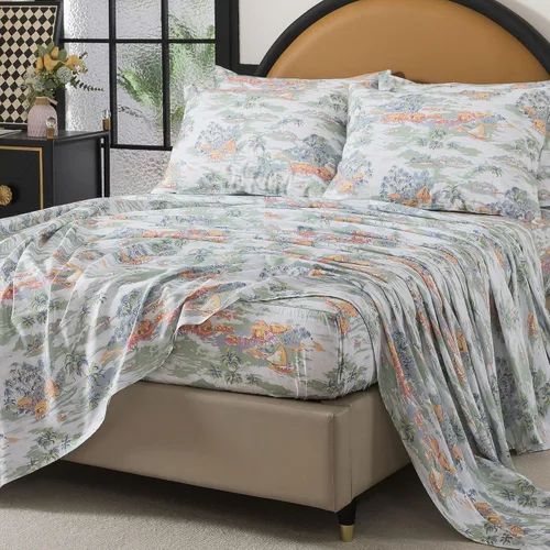 Vista 12 de FADFAY Juego de sábanas Queen con temática de playa, 100% algodón, ropa de cama costera súper suave, ropa de cama náutica de conchas marinas y Aqua