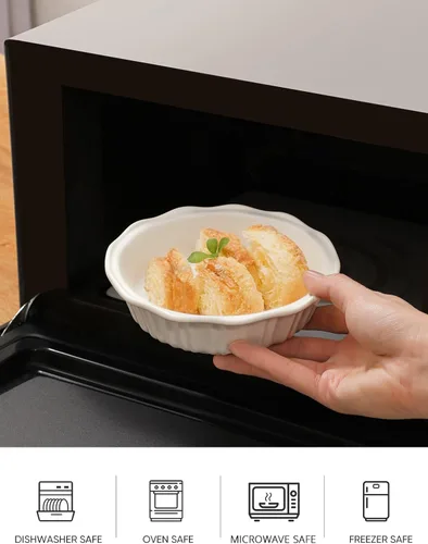 Vista 7 de LIFVER Sartenes de cerámica para hornear de 6 pulgadas, juego de 4 platos profundos para tartas de 11.6 onzas, mini platos redondos para tartas