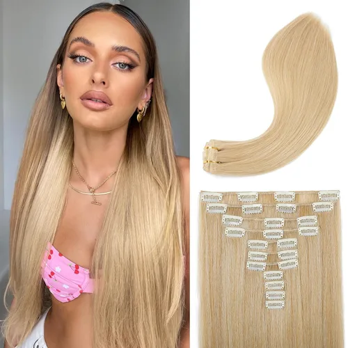 Vista 27 de REECHO Extensiones de cabello, 11 piezas de extensiones de cabello con clip de 24 pulgadas de largo, lacio, HE005, extensiones sintéticas naturales