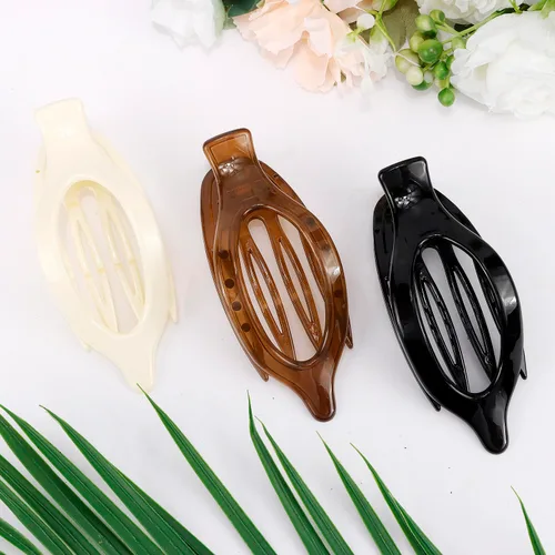 Vista 7 de ATODEN Pinzas planas para el cabello, 3 piezas, French Concord - Pinzas de mandíbula neutras grandes para cabello fino/grueso, blanco, marrón, negro