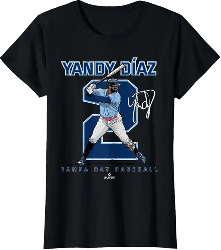 Vista 29 de Camiseta Number and Portrait Yandy Diaz Tampa Bay MLBPA, Negro