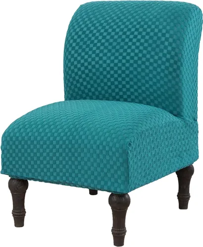 Vista 42 de JIAN YA NA Funda para silla decorativa sin brazos, funda elástica para silla sin brazos, fundas de terciopelo para sillas sin brazos, fundas Beige