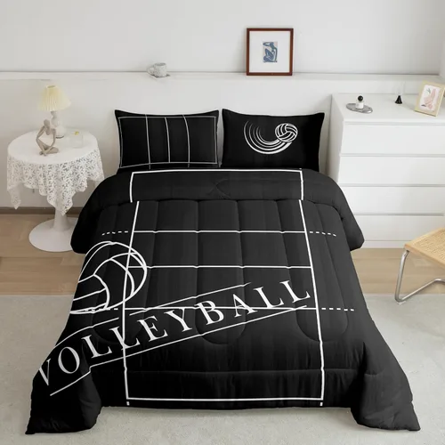 Vista 18 de Erosebridal Juego de ropa de cama de baloncesto tamaño individual para niños, juego de edredón deportivo para cancha de baloncesto, edredón marrón