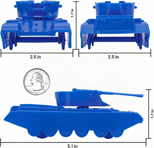 Vista 2 de BMC Classic Payton Tanques Antiaéreos – 4 piezas de vehículos de plástico azul para hombres del ejército