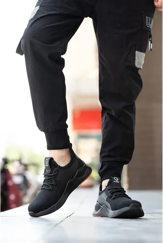 Vista 7 de ulogu Zapatos de punta de acero para hombres y mujeres, impermeables, ligeros, a prueba de pinchazos, seguridad en el trabajo, tenis industriales