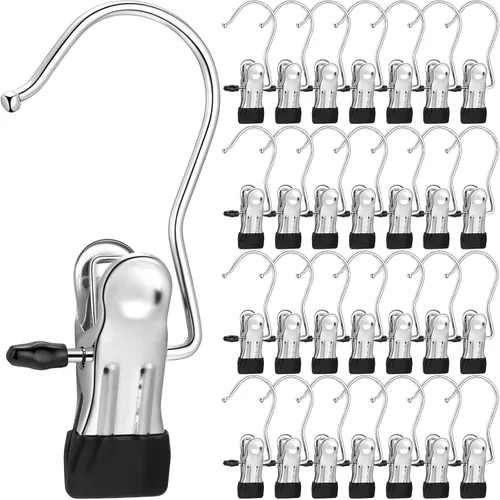 Vista 17 de Yinder Ganchos Colgadores para Botas Clips Ganchos de Lavandería Colgantes de Acero Inoxidable Pinzas para Ropa Colgadores Portátiles para Armario