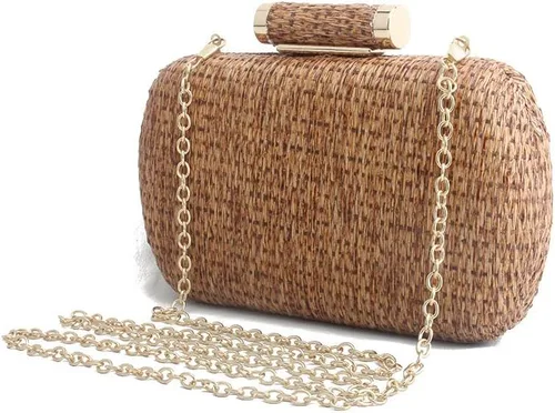 Vista 3 de Straw Clutch Purse for Women Wedding Hand-Woved Evening Straw Handbag Party Wedding Summer Beach Bag