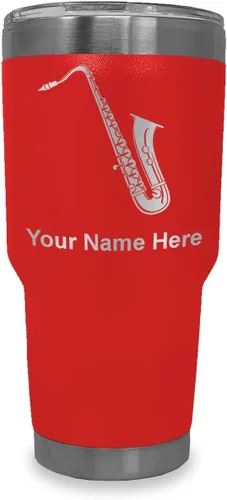 Vista 26 de LaserGram Vaso aislado al vacío de 20 onzas, saxofón, grabado personalizado incluido (negro)