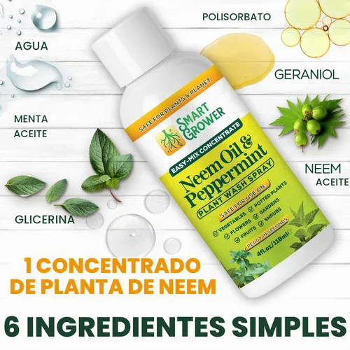 Vista 5 de Aerosol de aceite de neem para plantas con aceite de menta, para plantas de interior y exterior, jardines y plantas de interior, recambio