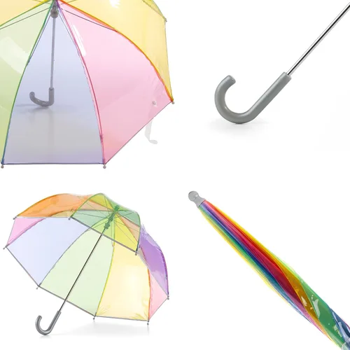 Vista 3 de totes Paraguas de burbujas transparente para niños con mango de fácil agarre, Arco iris, Moderno