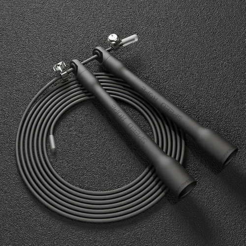 Vista 6 de Cuerda de saltar ultraligera con asas ergonómicas negras, cable de PVC, longitud ajustable, para entrenamiento cardiovascular, crossfit, boxeo