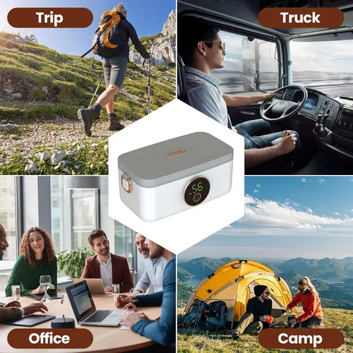 Vista 5 de xeamun Fiambrera eléctrica inalámbrica para hombres y adultos, calentador de alimentos portátil y autocalentable, contenedor SS de 1 litro, perfecto