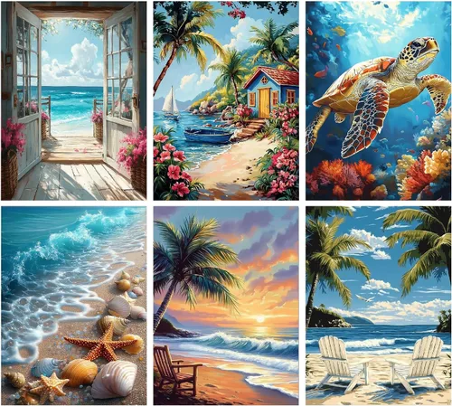 Vista 16 de KICHANG 4 paquetes de pintura por números para adultos, pintura al óleo acrílica de animales por números sobre lienzo, kits de pintura para adultos
