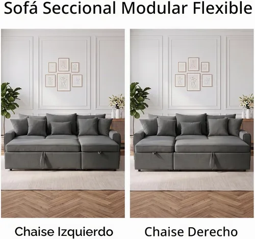 Vista 7 de HIPIHOM 83'' L Shaped Sleeper Sofa Bed, Storage Chaise with Cup Holder Dark Grey