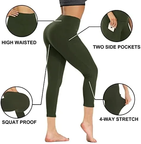 Vista 2 de GAYHAY Leggings con bolsillos para mujer, pantalones de yoga de 1925 pulgadas, cintura alta, control de abdomen, compresión para entrenamiento