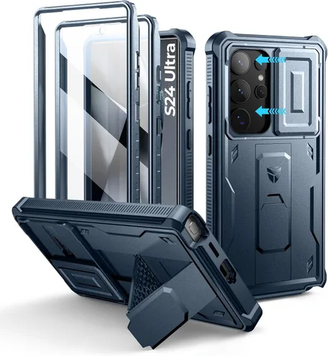 Vista 70 de Dexnor Funda para Samsung Galaxy S24 con Cubierta Deslizante Integrada para Cámara y Protector de Pantalla y Soporte, Funda Resistente a los Golpes