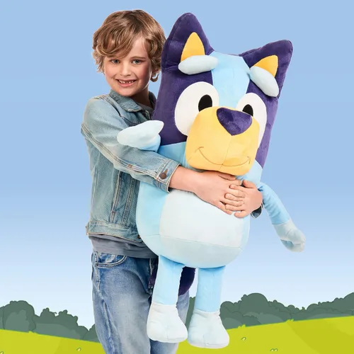 Vista 5 de Bluey Peluche grande de 31.5 in, color azul, producto oficial de la serie infantil, juguete suave y tierno para niños y niñas a partir de 0 años
