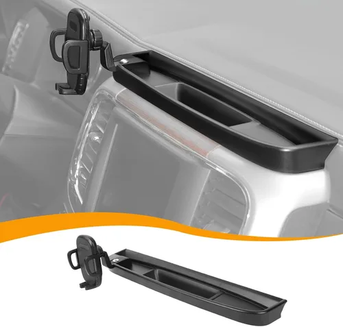 Vista 8 de Hoolcar Soporte para teléfono Ram Dash con bandeja de almacenamiento, compatible con Dodge Ram 2018-2023, accesorios interiores