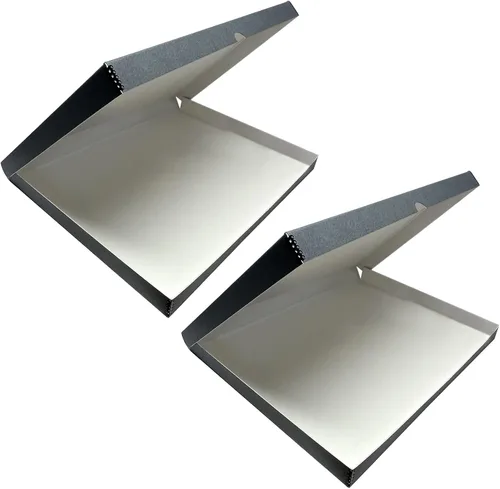 Vista 12 de Lineco Caja de almacenamiento de folio de archivo. Caja de almacenamiento con borde de metal, tapa de concha. 9.5 x 12.5 x 1.75 pulgadas.