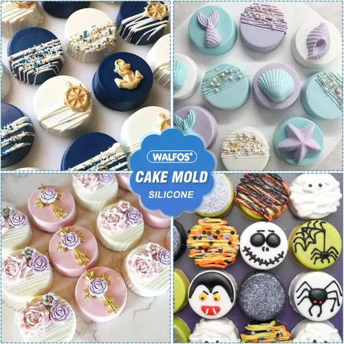 Vista 3 de Molde de silicona para galletas Oreo, Walfos moldes cilíndricos redondos para Oreos cubiertos de chocolate, sin BPA y antiadherente, perfecto
