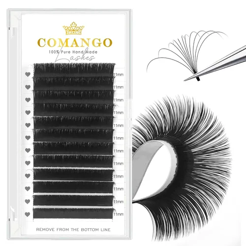 Vista 41 de CoMango Easy Fan - Extensiones de pestañas rizadas C/D de 0.05/0.003 in, pestañas de volumen que florecen automáticamente, color negro mate 2D-20D