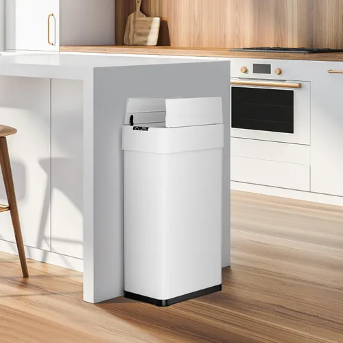 Vista 8 de Basurero automático con sensor de movimiento sin contacto de 13.2 galones, cubo de basura inteligente con tapa de cierre suave, anillo de retención
