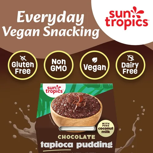 Vista 7 de Sun Tropics Pudín de Tapioca, Chocolate Pudines Veganos, Pudines Sin Lácteos Sin Gluten, Sin OGM Copitas de Pudín Listas para Comer 4.0oz