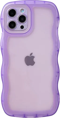 Vista 8 de Caseative Funda para iPhone 12 Pro, funda de color sólido con marco ondulado rizado transparente, suave (negro, 12 Pro) Solid Color Curly Wave