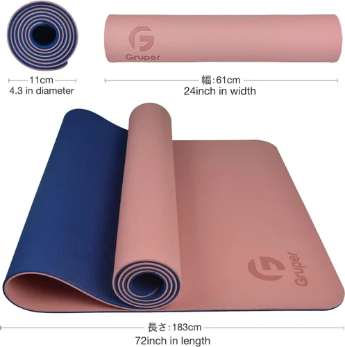 Vista 3 de Tapete de yoga antideslizante, ecológico, con funda de transporte, tapete de yoga profesional para mujeres, tapete de entrenamiento para el hogar