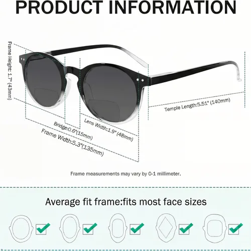 Vista 3 de Eyekepper Gafas de sol bifocales redondas con bisagras de resorte estilo agujero clave lectura bajo el sol lectores de lentes tintadas