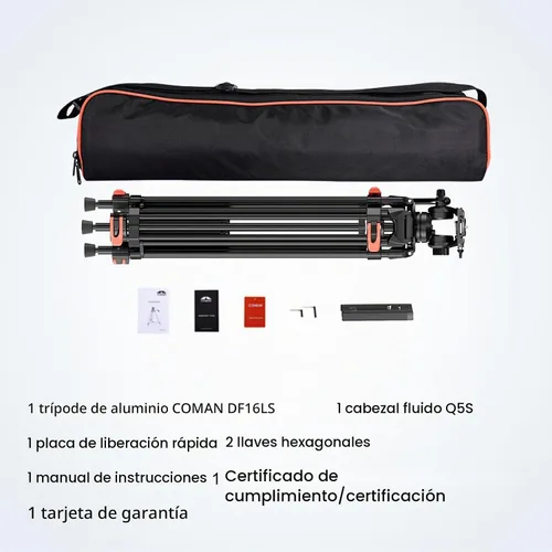 Vista 9 de COMAN Trípode de video de 74.4 pulgadas, trípode de cámara resistente con cabezal fluido y aleación de aluminio, carga máxima de 17.6 lbs/8 kg
