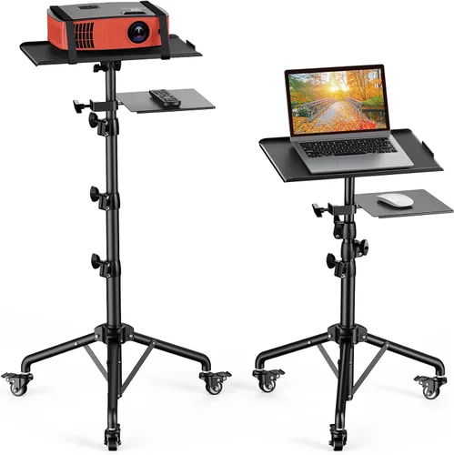 Vista 10 de AMADA Soporte para proyector, soporte para laptop con altura ajustable de 22 a 36 pulgadas, soporte de proyector resistente como bastidores de DJ