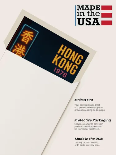 Vista 3 de AMERICAN LUXURY GIFTS Póster vintage de viaje de Hong Kong, horizonte nocturno retro de 1978, impresión sin marco de 8 x 10 pulgadas, arte de pared