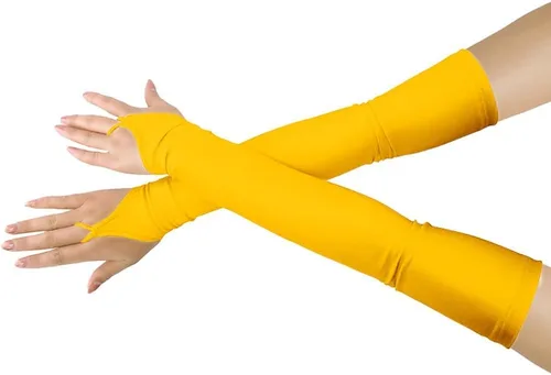 Vista 24 de Shinningstar Guantes largos de elastano elástico sin dedos sobre el codo para niñas y niños adultos