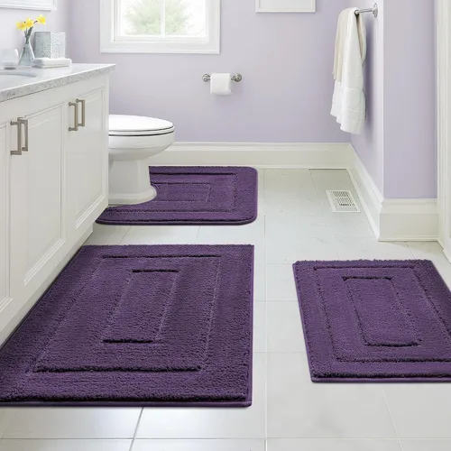 Vista 16 de GRANNY SAYS Juego de 2 alfombras de baño suaves para baño, alfombras de baño antideslizantes y lavables, alfombras de baño absorbentes para bañera