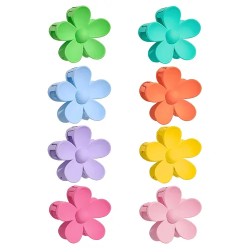 Vista 7 de Pinzas para el cabello con diseño de flores, 8 unidades, lindas y grandes, antideslizantes, pinzas de sujeción fuerte, accesorios para el cabello